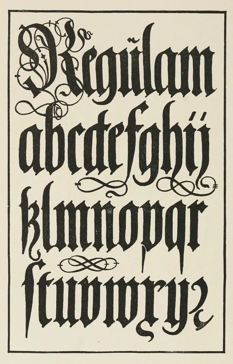 German Blackletters From A Brass Wall Art by Frank Chouteau Brown - High-Resolution Digital Print