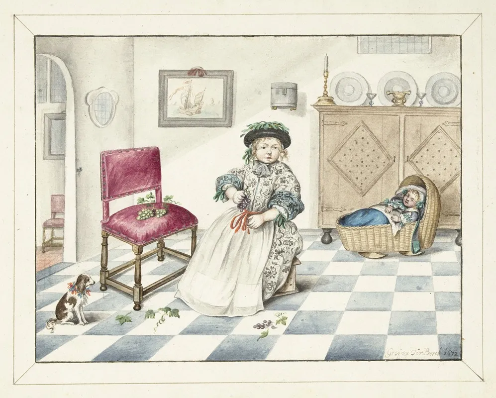 Gerrit En Cornelis Schellinger Als Kind Wall Art by Gesina ter Borch - High-Resolution Digital Print