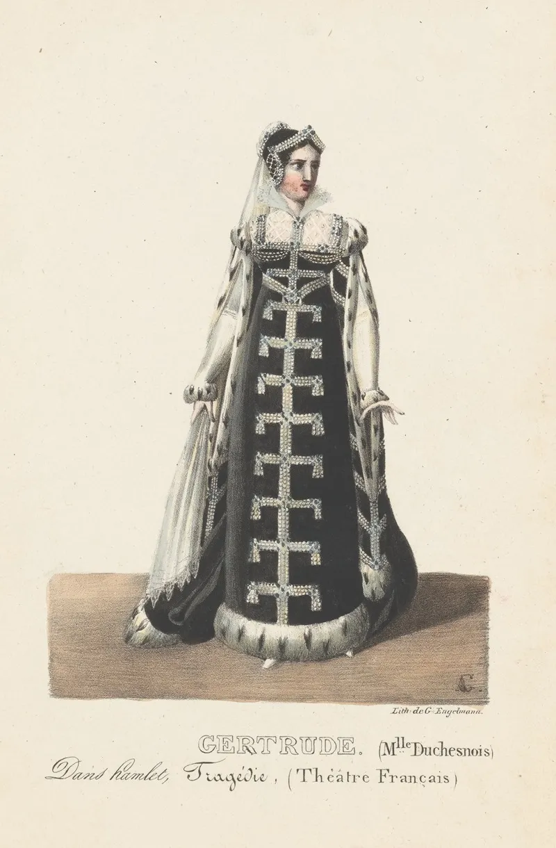 Gertrude Mlle Duchesnois Dans Hamlet Tragedie Theatre Francais Wall Art by Auguste Garneray - High-Resolution Digital Print