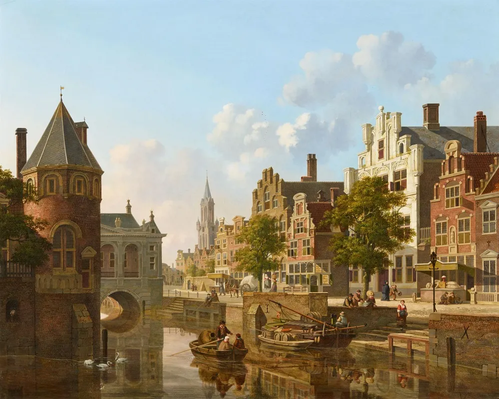 Geschaftiges Treiben Auf Einem Kanal In Einer Hollandischen Stadt Wall Art by Jan Hendrik Verheyen - High-Resolution Digital Print