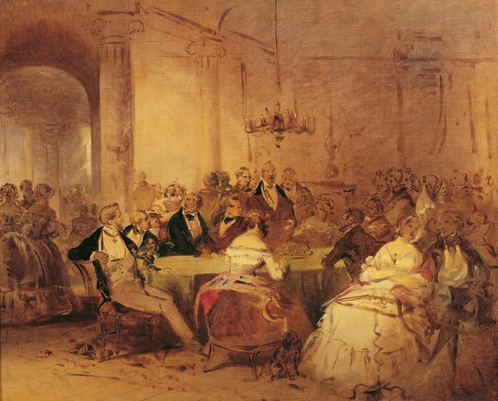 Gesellschaftsszene Wall Art by Josef Danhauser - High-Resolution Digital Print