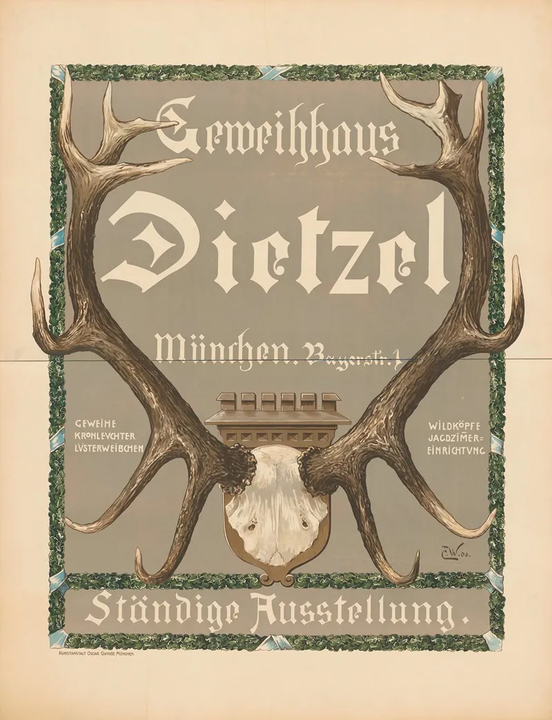 Geweihhaus Dietzel Munchen Wall Art by Anonymous - High-Resolution Digital Print