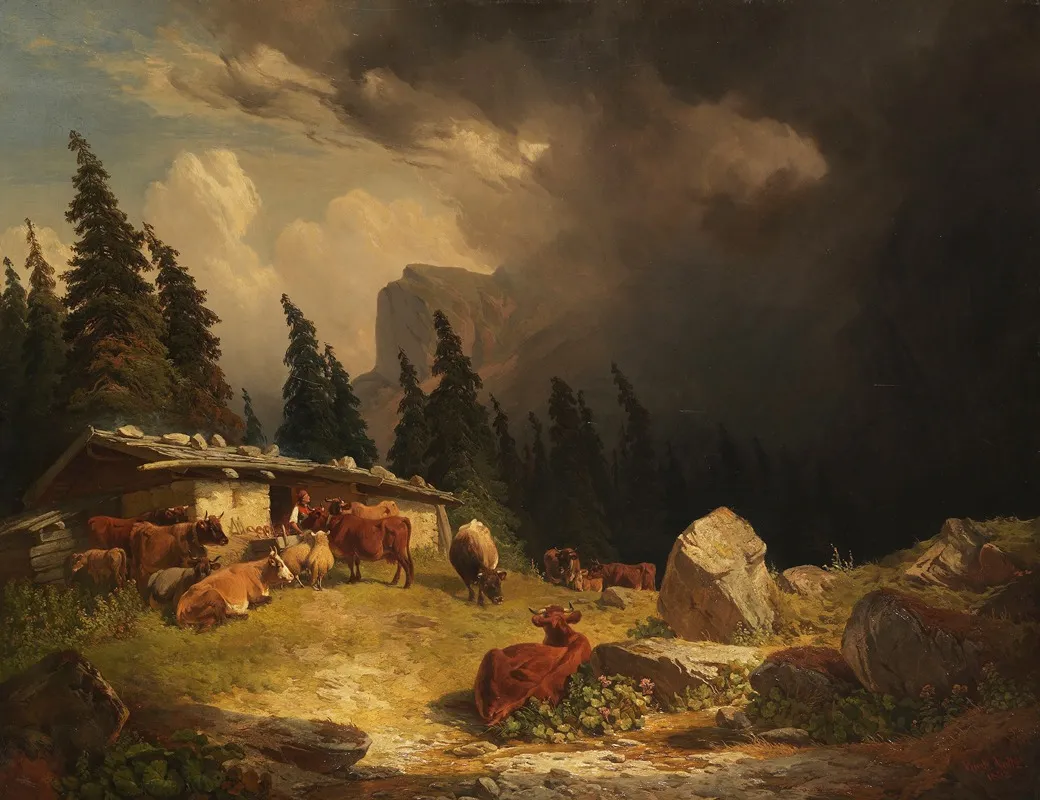Gewitter Im Gebirge Wall Art by Friedrich Voltz - High-Resolution Digital Print