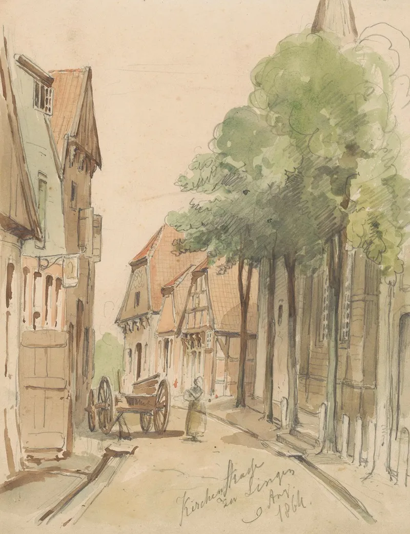 Gezicht Op De Kirchenstrasze Te Lingen