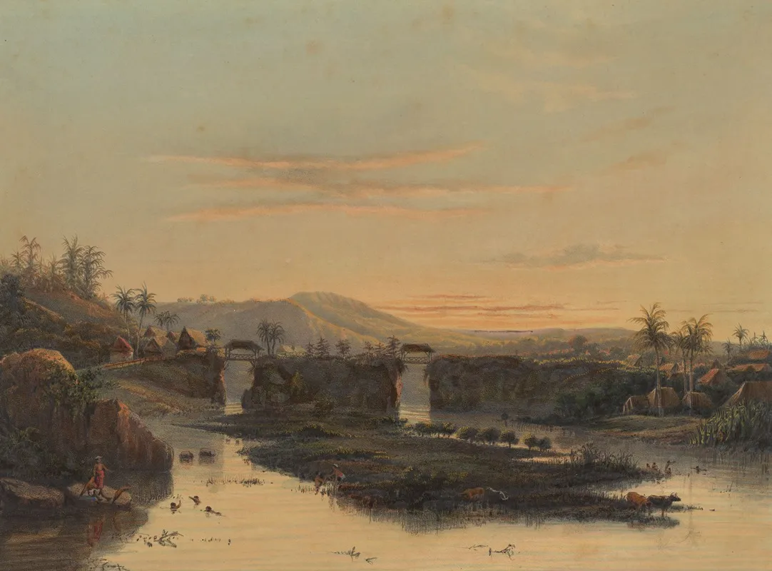 Gezicht Op De Omgeving Van Batavia Landschap In De Batavische Ommelanden Wall Art by Johan Conrad Greive - High-Resolution Digital Print