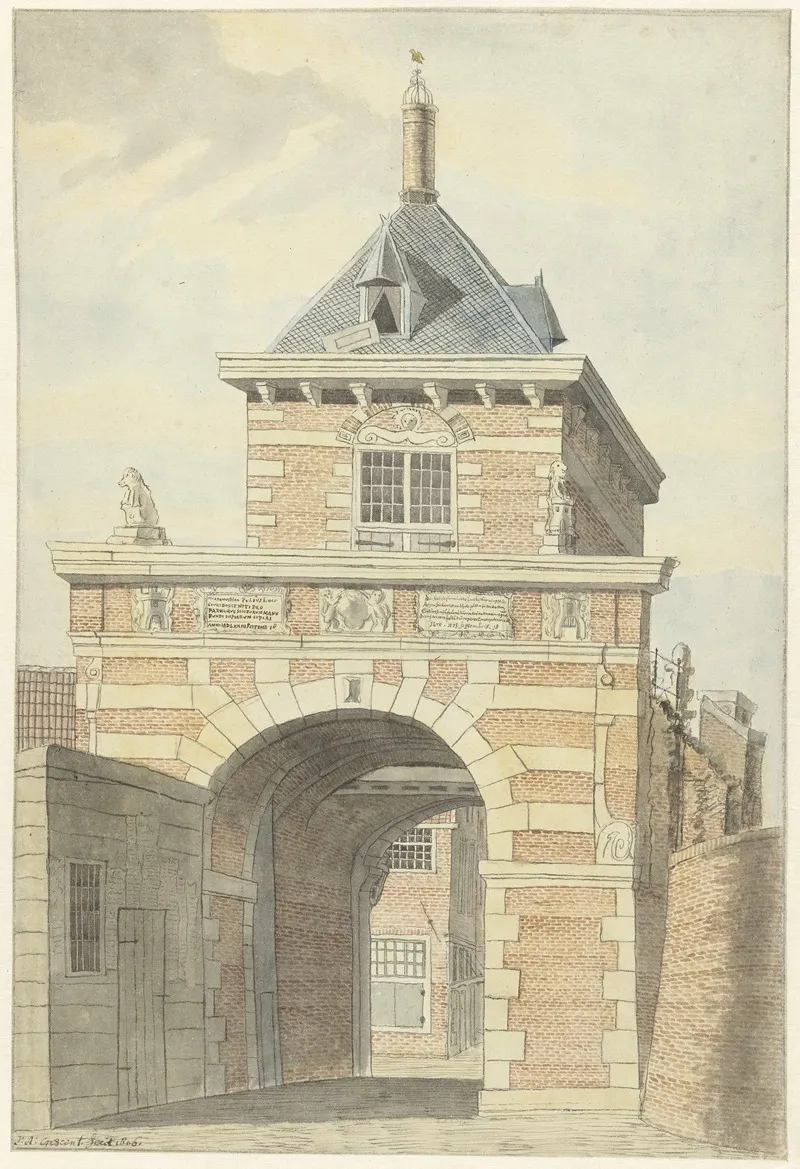 Gezicht Op De Oude Vriesche Poort Te Alkmaar Wall Art by Jacobus Andreas Crescent - High-Resolution Digital Print
