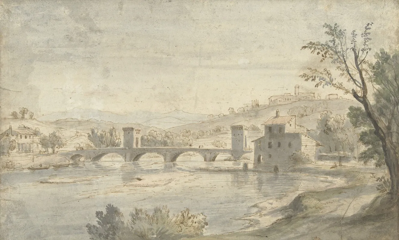 Gezicht Op De Ponte Molle Te Rome