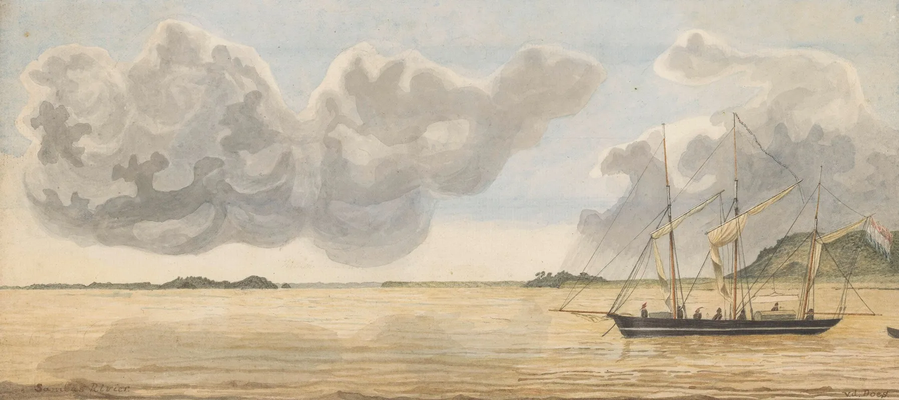 Gezicht Op De Sambas Rivier Op Borneo Wall Art by J. G. van der Does - High-Resolution Digital Print