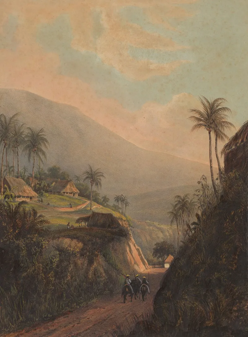 Gezicht Op Een Weg Naar De Vallei Van Salak Op Java Weg Van Buitenzorg Naar De Vallei Van De Salak Wall Art by Johan Conrad Greive - High-Resolution Digital Print