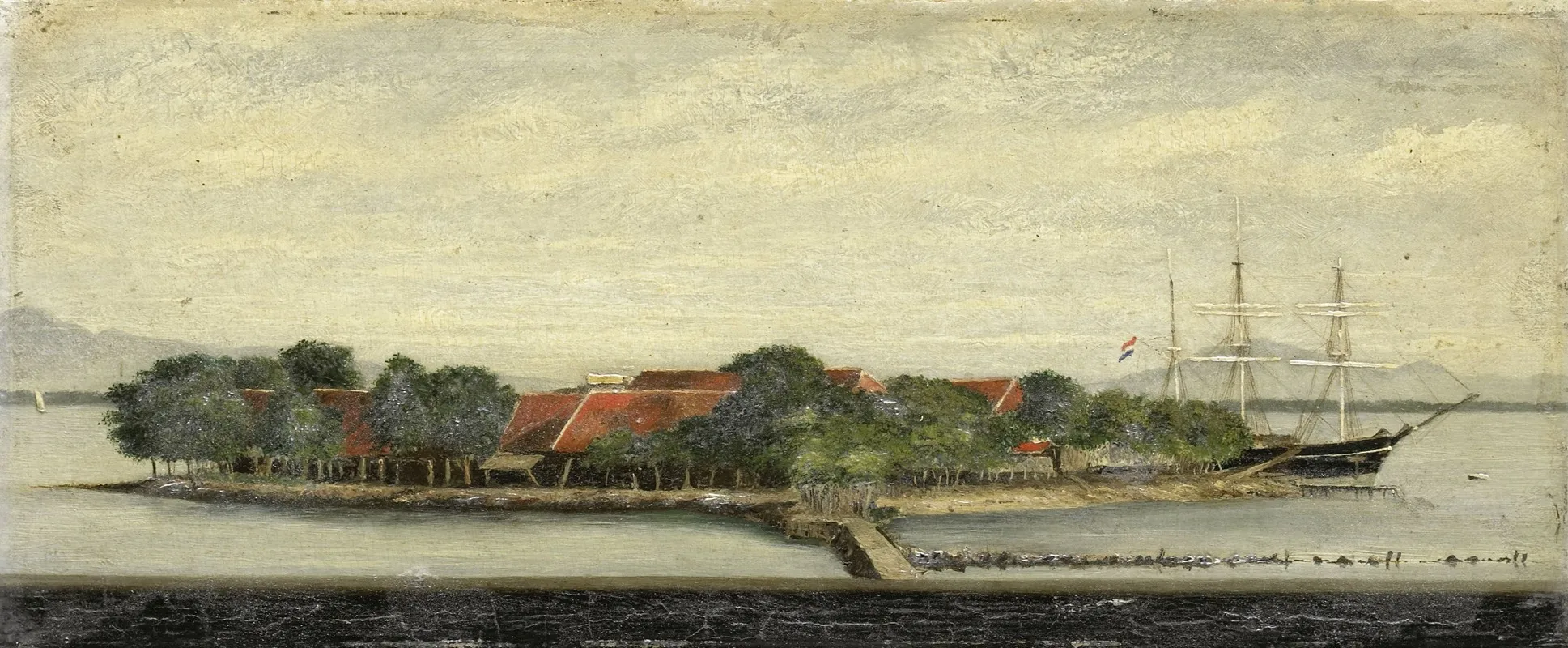 Gezicht Op Het Eiland Kuiper In De Baai Van Batavia Wall Art by Jacob Pieter Mercier - High-Resolution Digital Print
