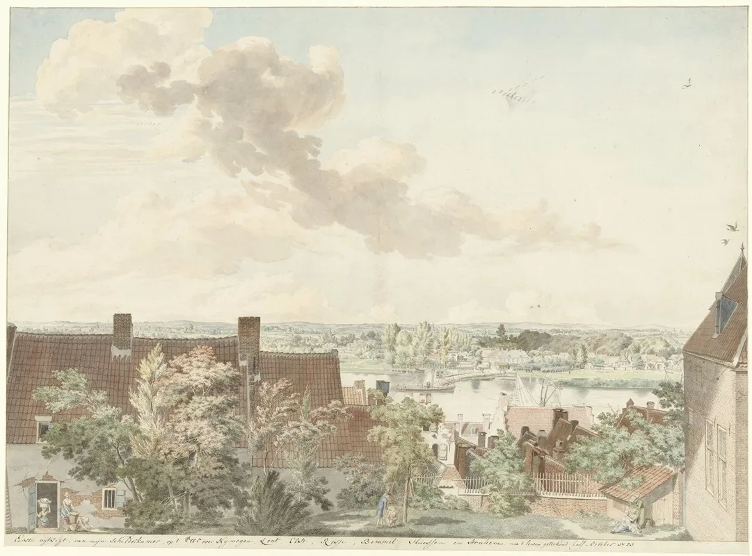 Gezicht Te Nijmegen Met Een Veer Over De Rivier Wall Art by Hendrik Hoogers - High-Resolution Digital Print