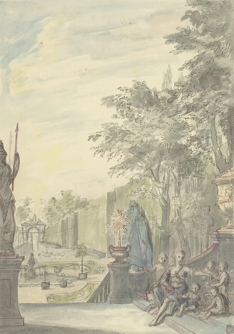 Gezicht Vanaf Een Terras In Een Ornamentale Tuin Wall Art by Daniël Marot the younger - High-Resolution Digital Print