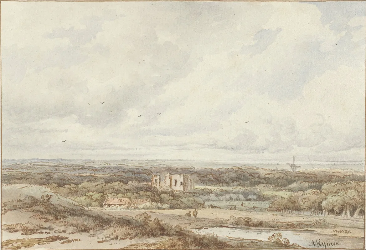 Gezicht Vanuit De Duinen Op De Ruine Van Brederode Wall Art by Arnoldus Johannes Eymer - High-Resolution Digital Print
