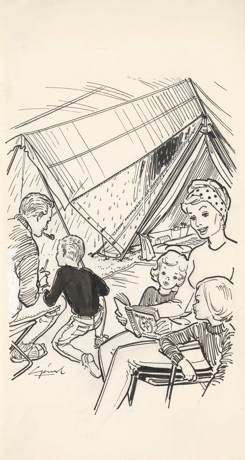 Gezin In Een Tent Op Een Regenachtige Dag 2 Wall Art by Gerard - High-Resolution Digital Print