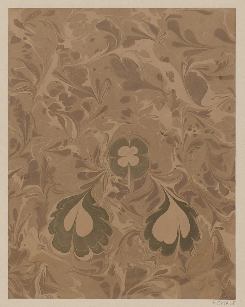 Gezogenes Marmorpapier Mit Floralen Motiven