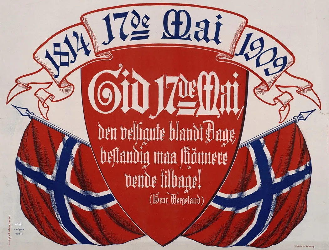 Gid 17de Mai Den Velsignte Blandt Dage Bestandig Maa Skjonnere Vende Tilbage Henr Wergeland Wall Art by Lindseth & Co. - High-Resolution Digital Print