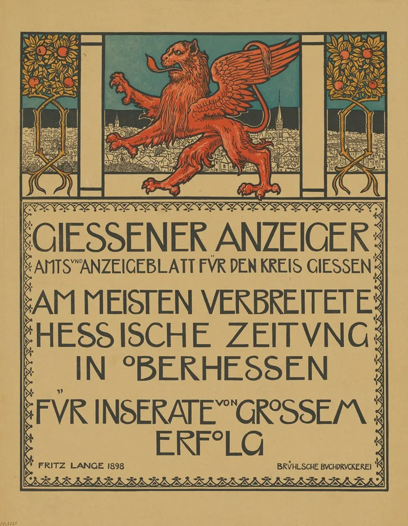 Giessener Anzeiger Amts Und Anzeigenblatt Fur Den Kreis Giessen Wall Art by Fritz Lange - High-Resolution Digital Print