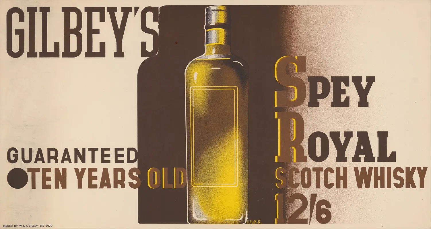 Gilbeys Spey Royal Scotch Whiskey Wall Art by Edward McKnight Kauffer - High-Resolution Digital Print