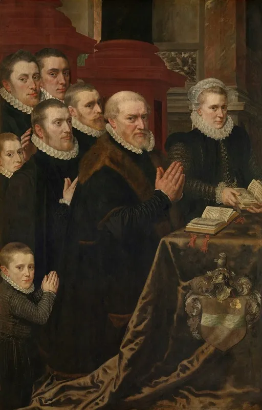 Gillis De Smidt And Seven Of His Children Wall Art by Adriaen Thomasz. Key - High-Resolution Digital Print