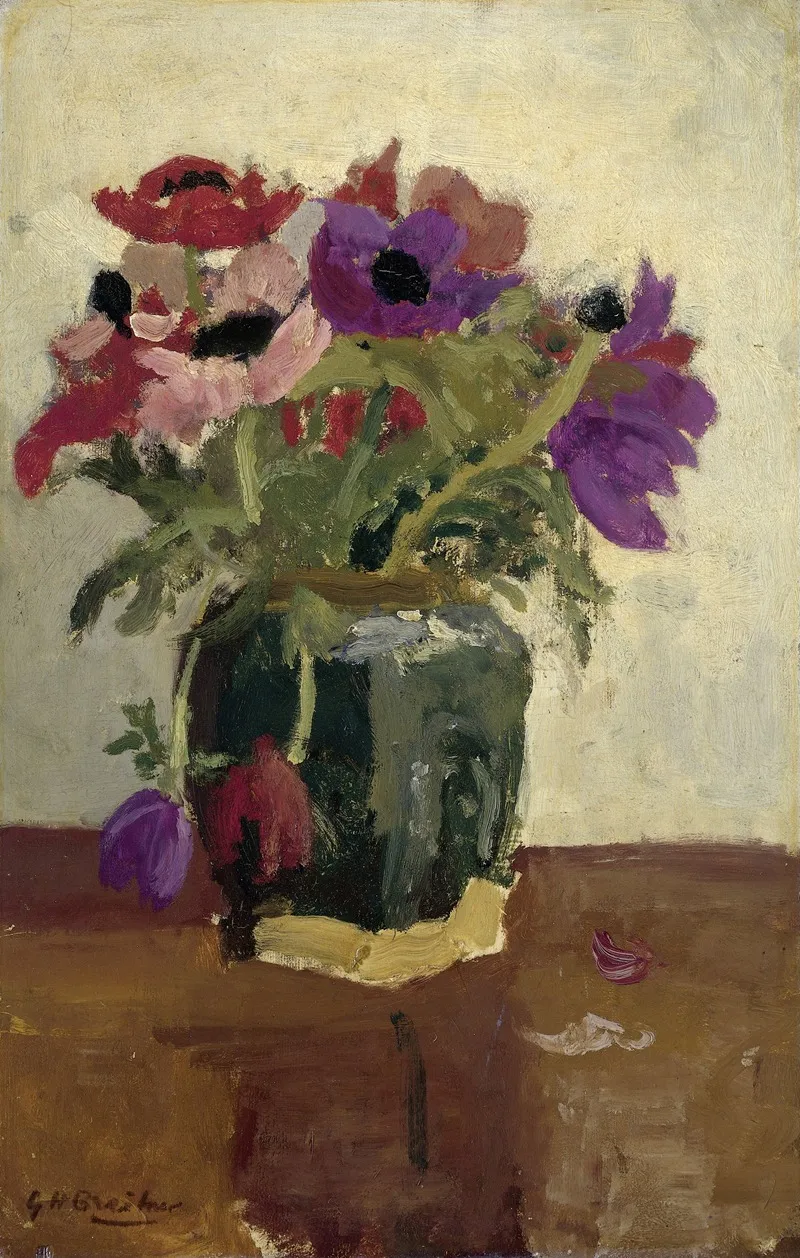 Ginger Pot Wit Anemones