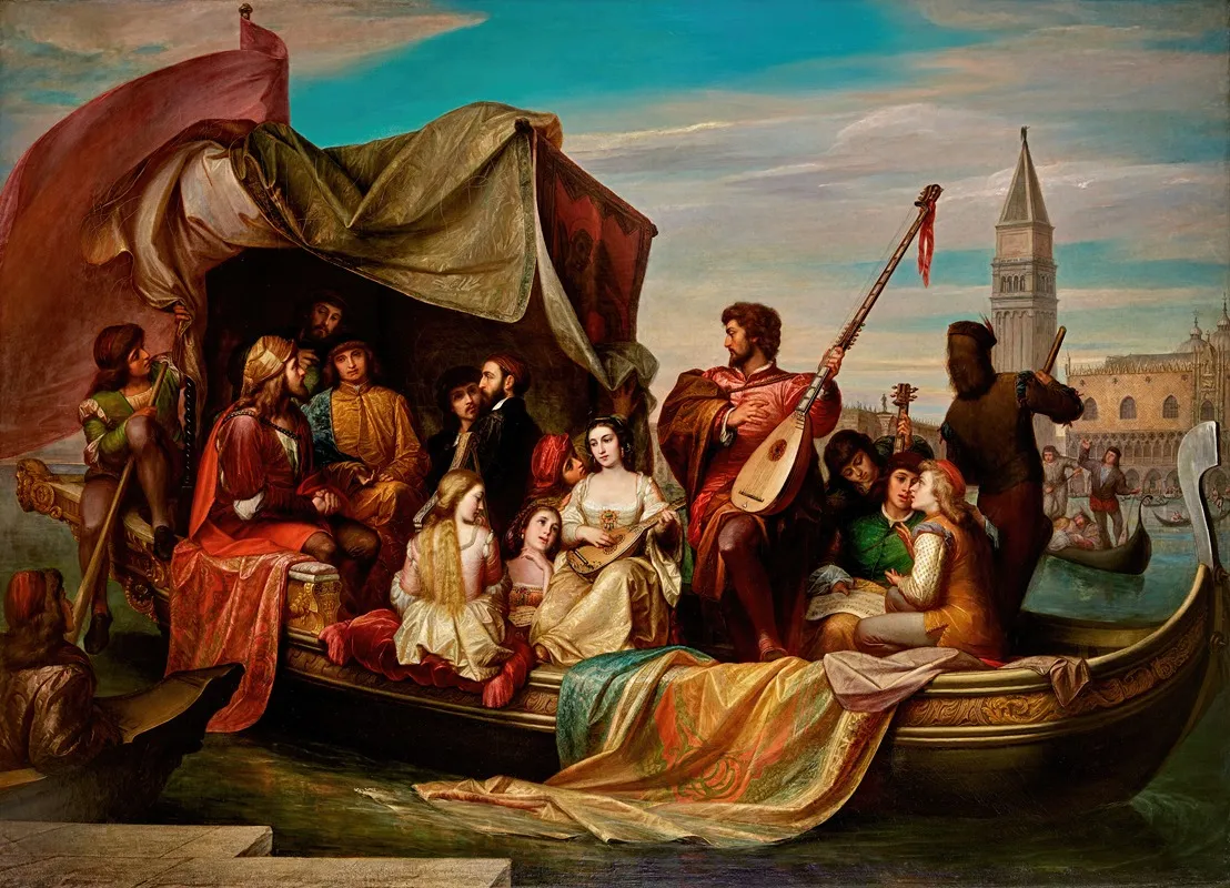 Giovanni Bellini And Albrecht Durer Are Celebrated By Venetian Artists Wall Art by Jacopo de Andrea - High-Resolution Digital Print