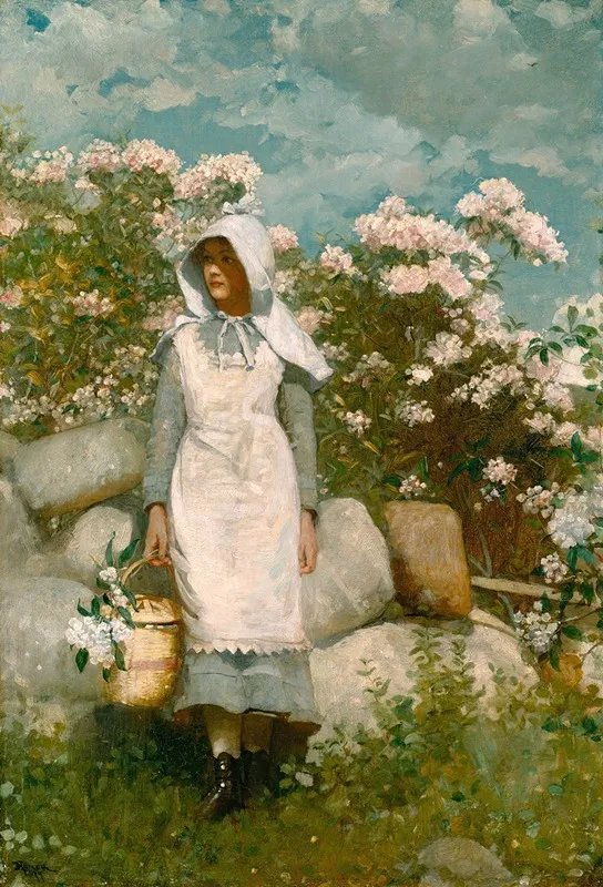Girl And Laurel Wall Art by Winslow Homer - High-Resolution Digital Print