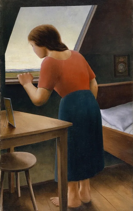 Girl At The Window In The Morning Wall Art by Georg Schrimpf - High-Resolution Digital Print