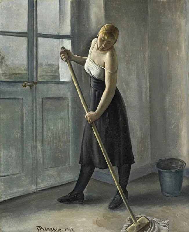 Girl At Work Wall Art by François Barraud - High-Resolution Digital Print