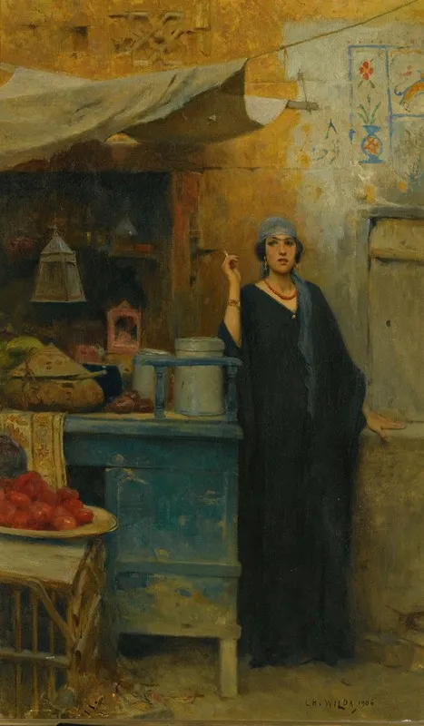 Girl By A Market Stall