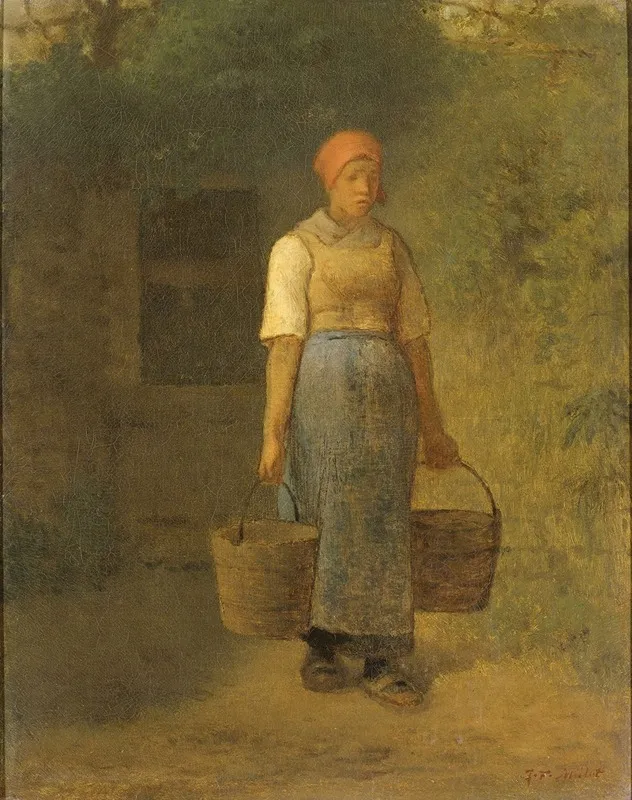 Girl Carrying Water Wall Art by Jean-François Millet - High-Resolution Digital Print