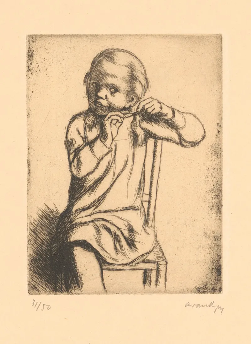 Girl Doing Her Hair Wall Art by Albert Van Dyck - High-Resolution Digital Print
