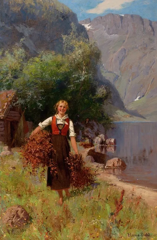 Girl In A Fjord Landscape