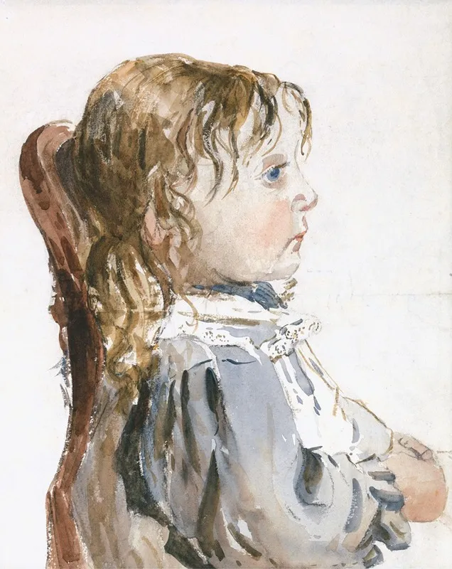 Girl In A Pinafore Wall Art by David Cox - High-Resolution Digital Print