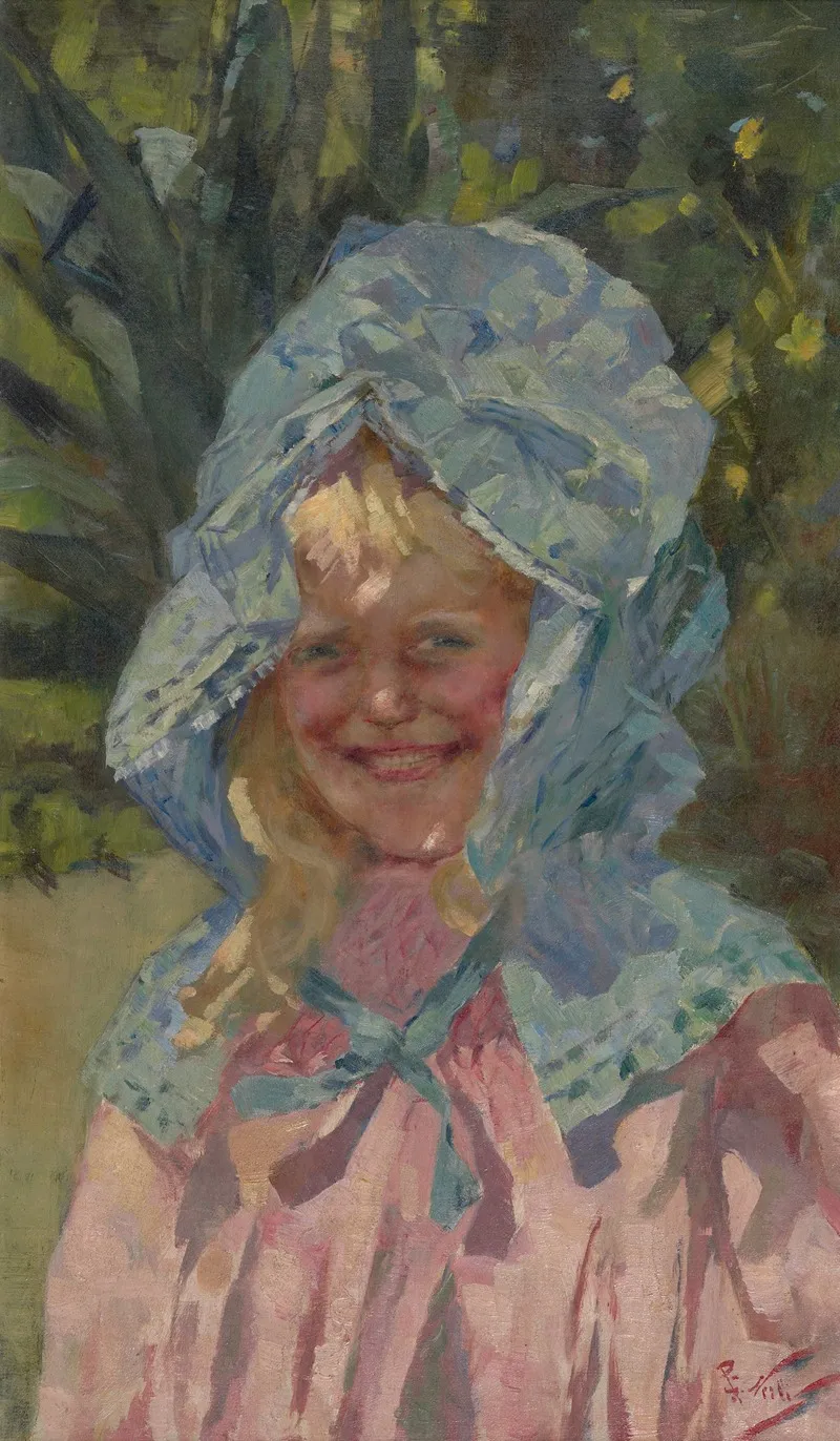 Girl In Sunbonnet 2 Wall Art by Girolamo Nerli - High-Resolution Digital Print