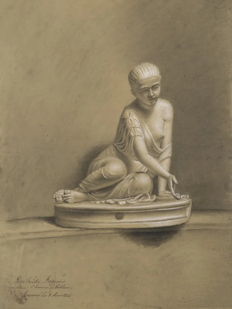 Girl Playing Knucklebones Wall Art by François Van Hecke - High-Resolution Digital Print