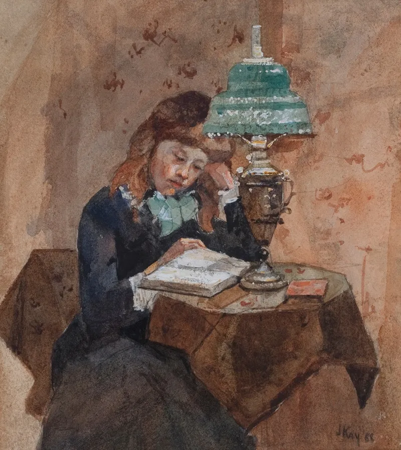 Girl Reading 12 Wall Art by James Kay - High-Resolution Digital Print