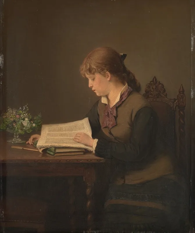 Girl Reading 5 Wall Art by Jacob Taanman - High-Resolution Digital Print