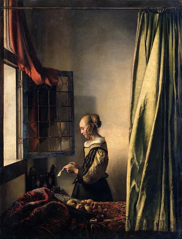 Girl Reading A Letter By An Open Window Wall Art by Johannes Vermeer - High-Resolution Digital Print