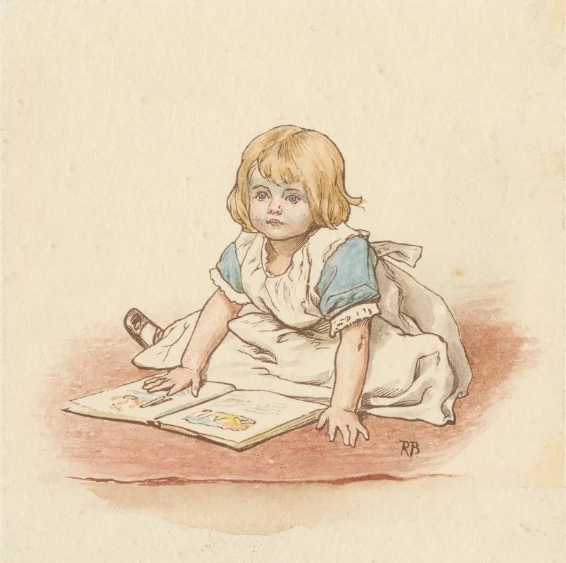 Girl Reading A Picture Book Wall Art by Robert Barnes - High-Resolution Digital Print