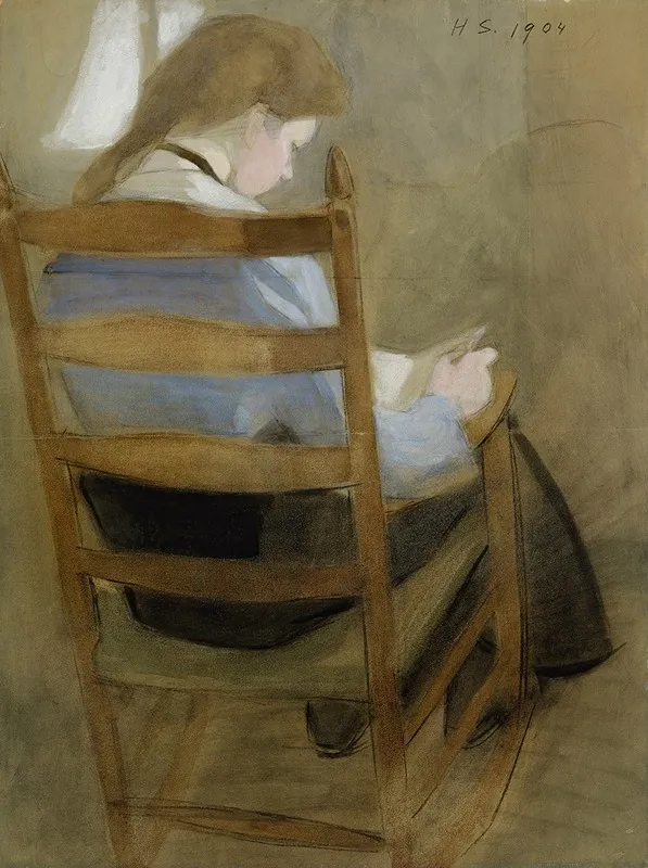 Girl Reading Seated Girl Wall Art by Helene Schjerfbeck - High-Resolution Digital Print