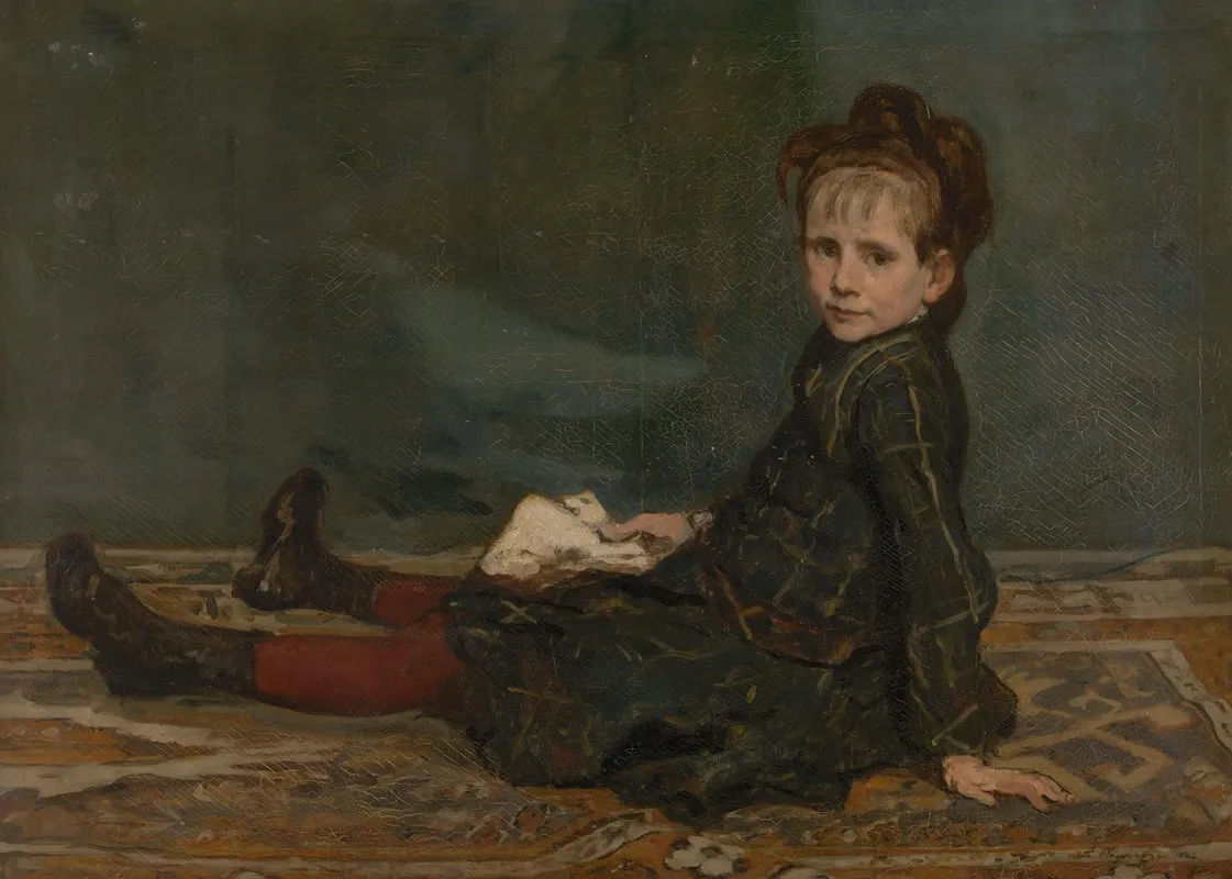 Girl Sitting On A Carpet Wall Art by Alfred Cluysenaar - High-Resolution Digital Print