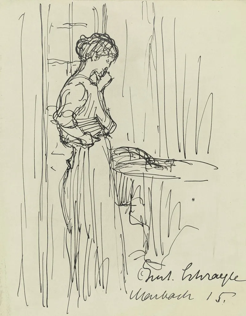 Girl Standing Contemplating