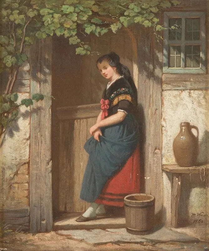 Girl Under Vine Tendrils Wall Art by Hermann Werner - High-Resolution Digital Print