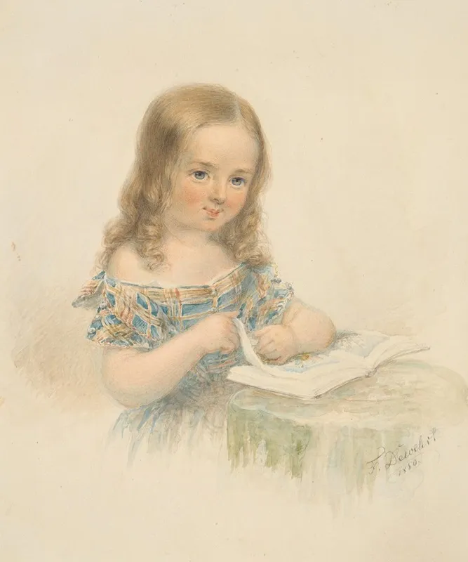 Girl With A Book 3 Wall Art by Friedrich Dewehrt - High-Resolution Digital Print