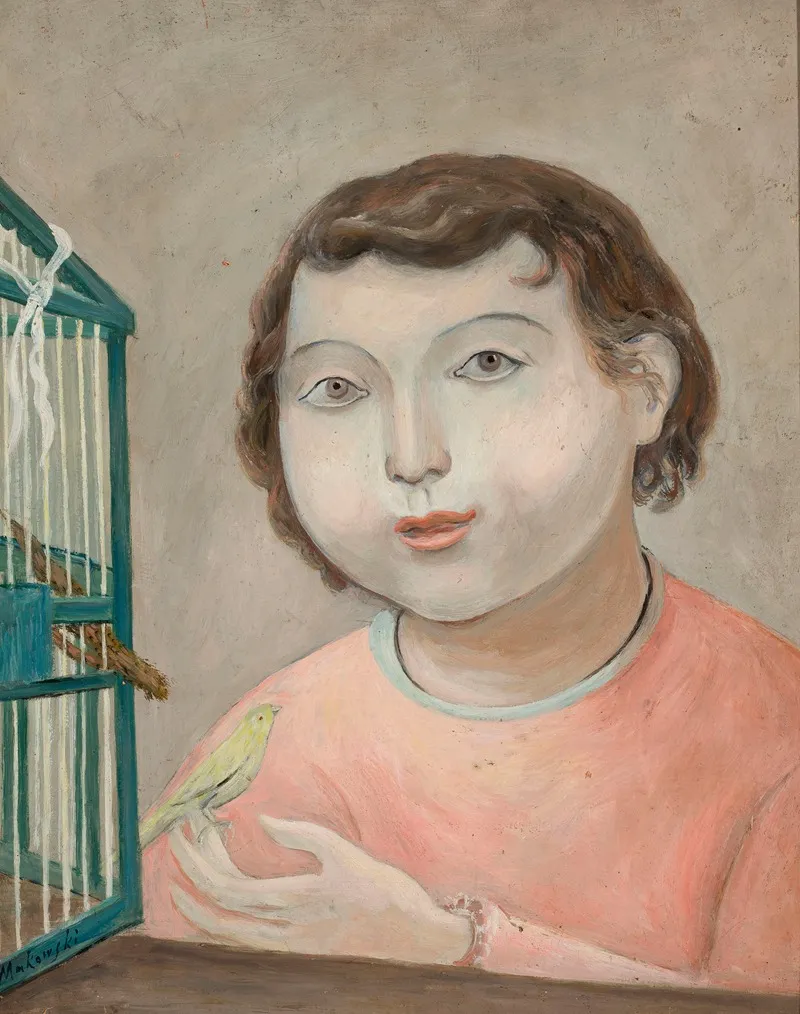 Girl With A Canary Wall Art by Tadeusz Makowski - High-Resolution Digital Print