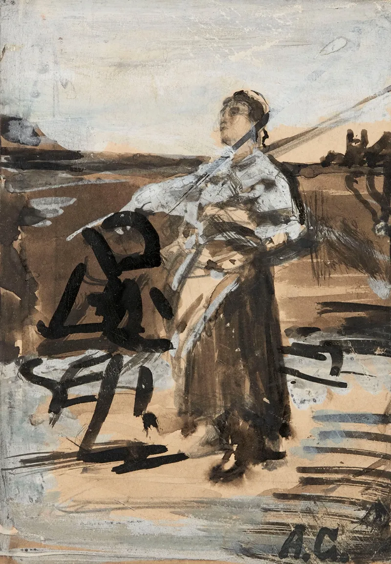 Girl With A Rake Sketch For The Painting The Angelus