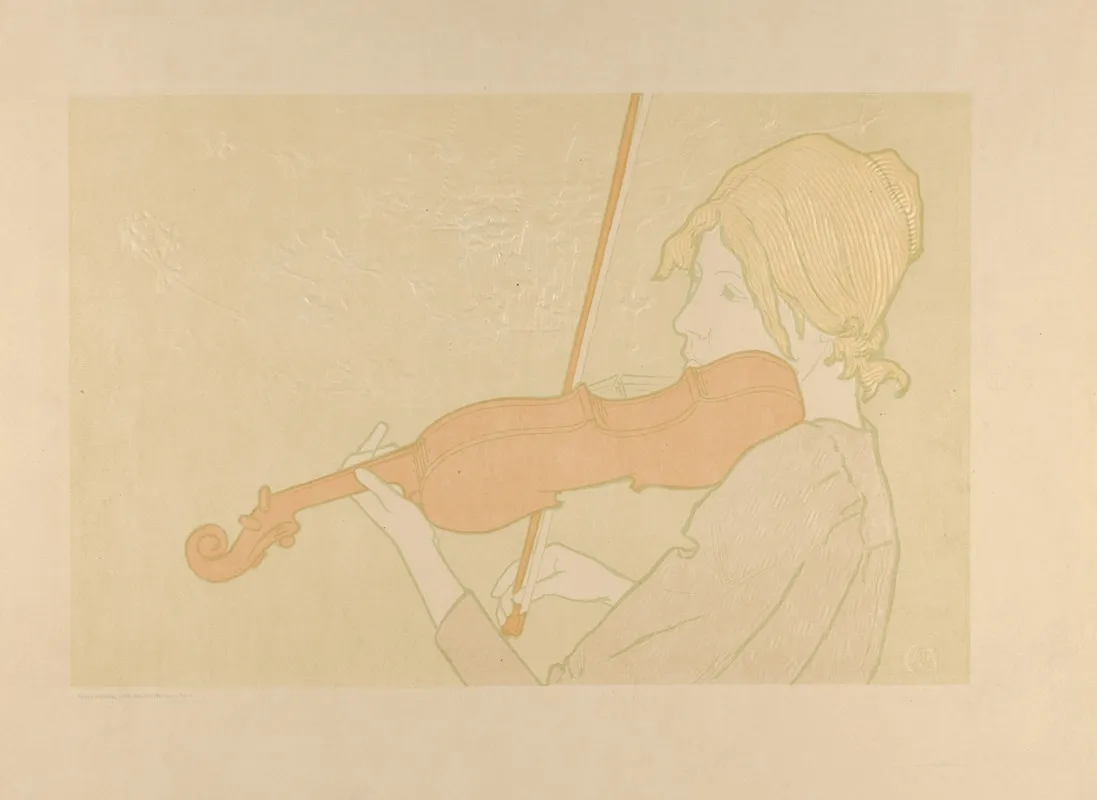 Girl With A Violin La Fille Au Violon Wall Art by Alexandre Charpentier - High-Resolution Digital Print