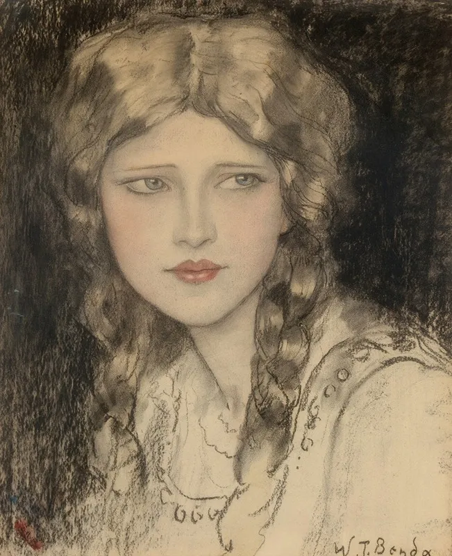 Girl With Braids Wall Art by Wladyslaw Theodore Benda - High-Resolution Digital Print