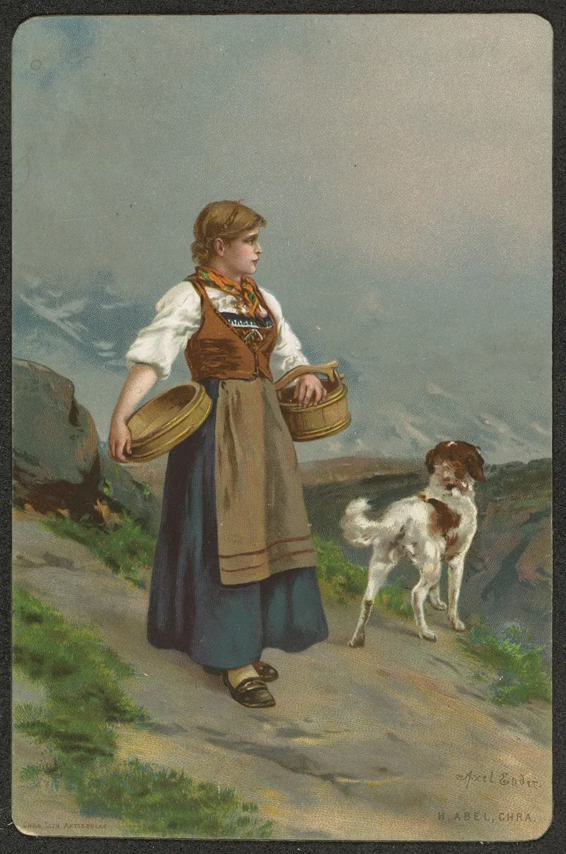 Girl With Dog 3 Wall Art by Axel Hjalmar Ender - High-Resolution Digital Print