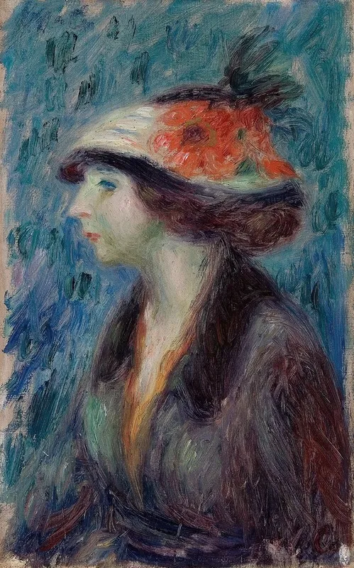 Girl With Flowered Hat Wall Art by William James Glackens - High-Resolution Digital Print